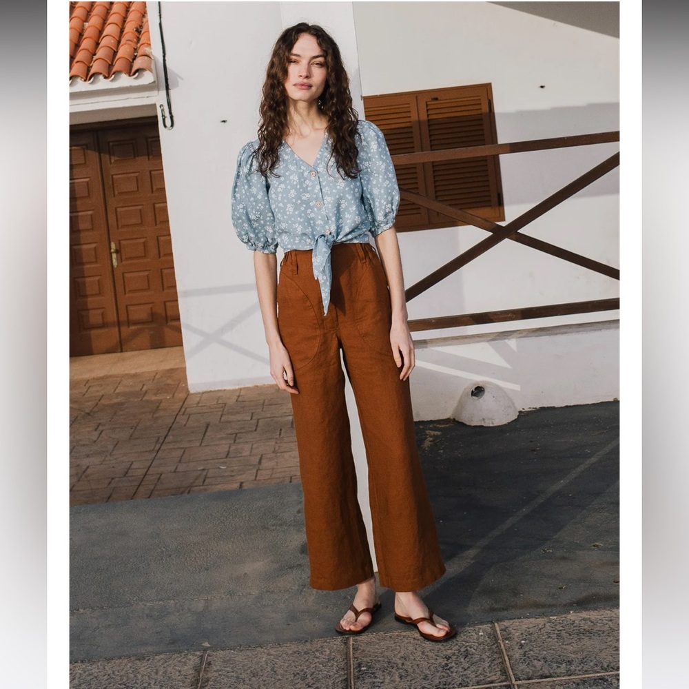 Not Perfect linen Sarah Pants - Redwood linen - size S/M